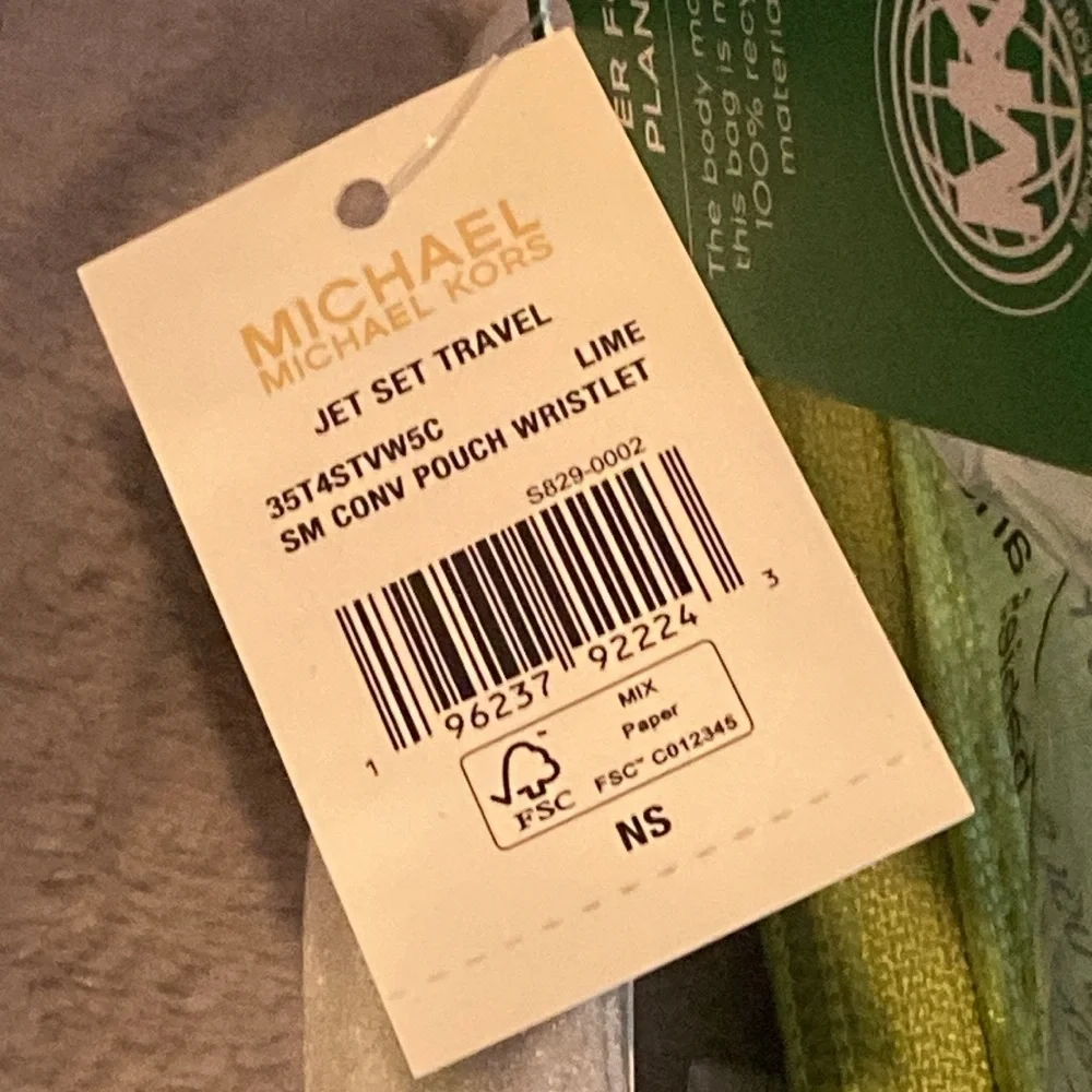 💚MICHAEL KORS💚Lime Jet Set Travel Small Woven Logo Nylon Convertible Wristlet